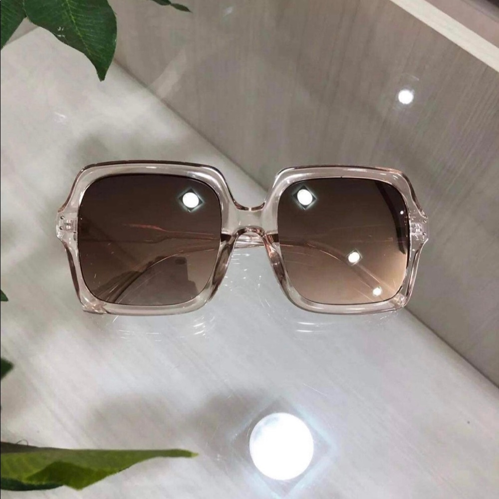 Sunglasses square oversize summer women champagne luxury